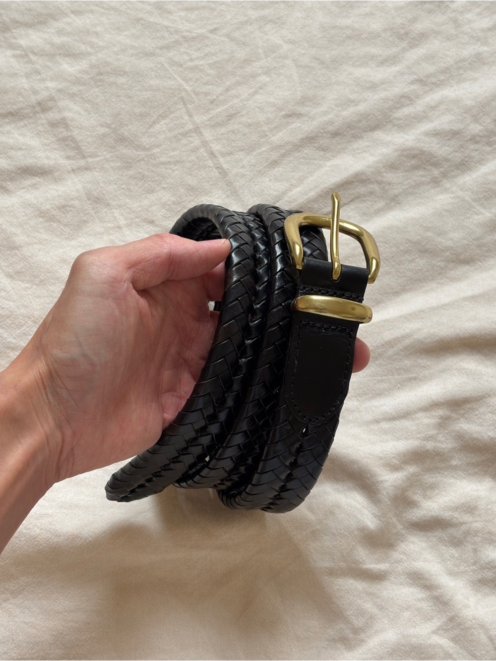 Coach Black Braided Woven Leather Belt Size 36